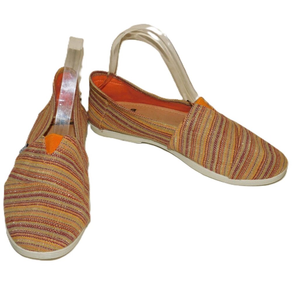 Corkys Striped Slip On Canvas Beach Flat Size 7